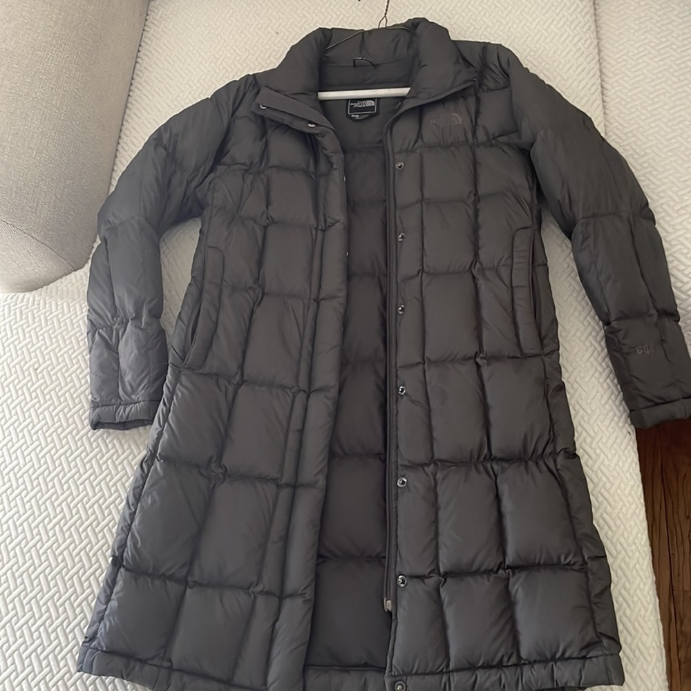 Charcoal gray long North Face winter coat size small